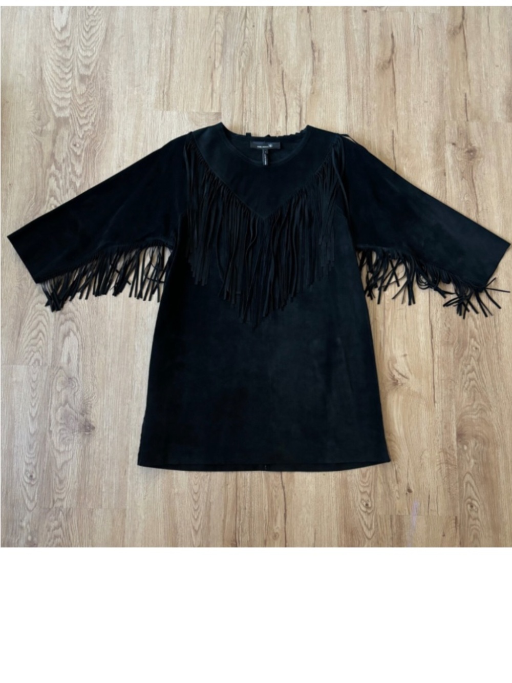 ★Org.$1100 ISABEL MARANT Black Suede Fringe Mini Dress Size 1★